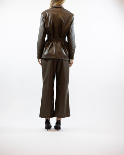 BLAZER OVERSIZE IN ECOPELLE CON CINTURA