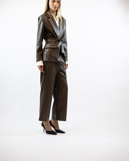 BLAZER OVERSIZE IN ECOPELLE CON CINTURA