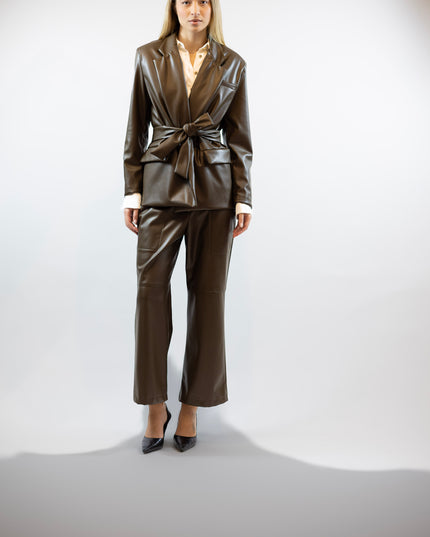 BLAZER OVERSIZE IN ECOPELLE CON CINTURA