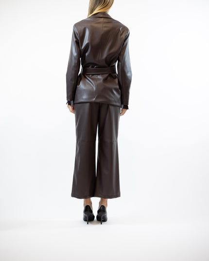 BLAZER OVERSIZE IN ECOPELLE CON CINTURA