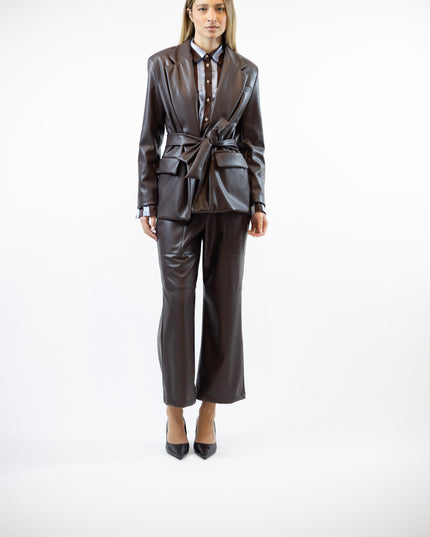 BLAZER OVERSIZE IN ECOPELLE CON CINTURA