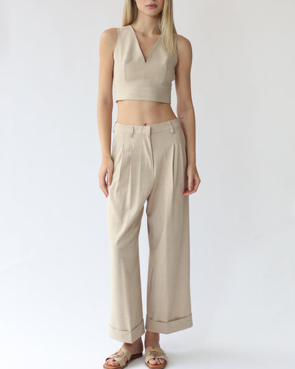 PANTALONI VITA ALTA CON PINCES