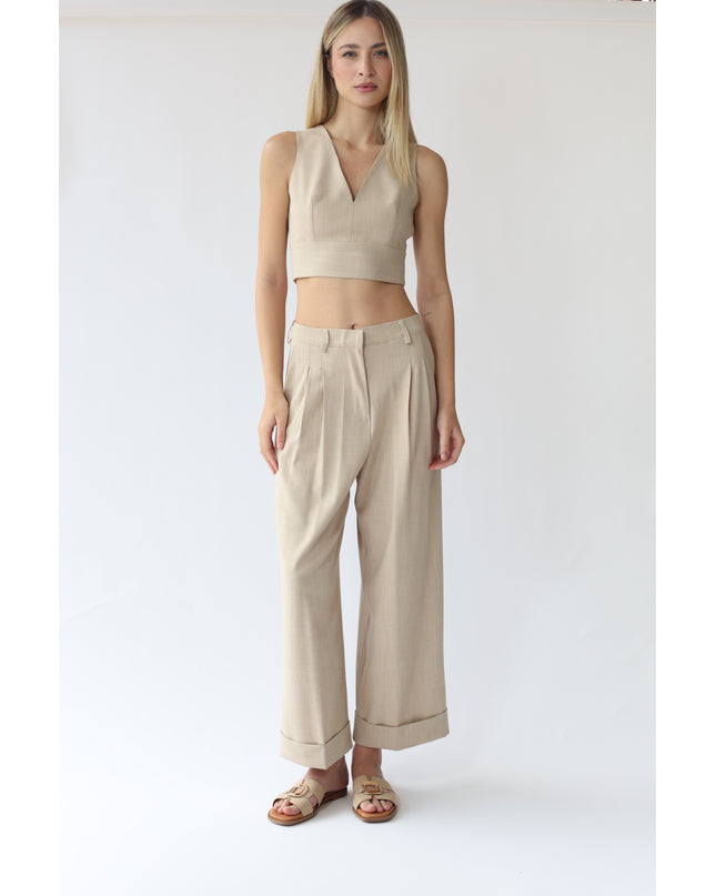 PANTALONI VITA ALTA CON PINCES