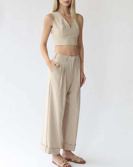 PANTALONI VITA ALTA CON PINCES