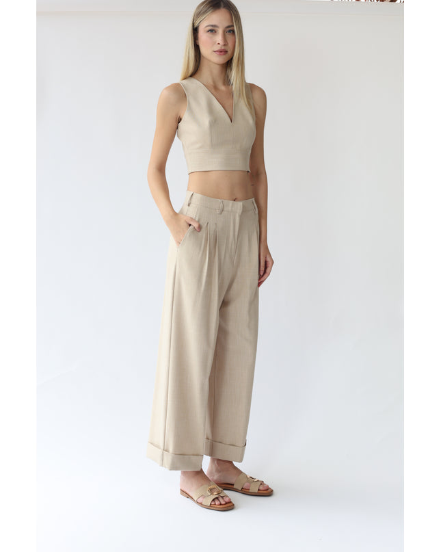 PANTALONI VITA ALTA CON PINCES