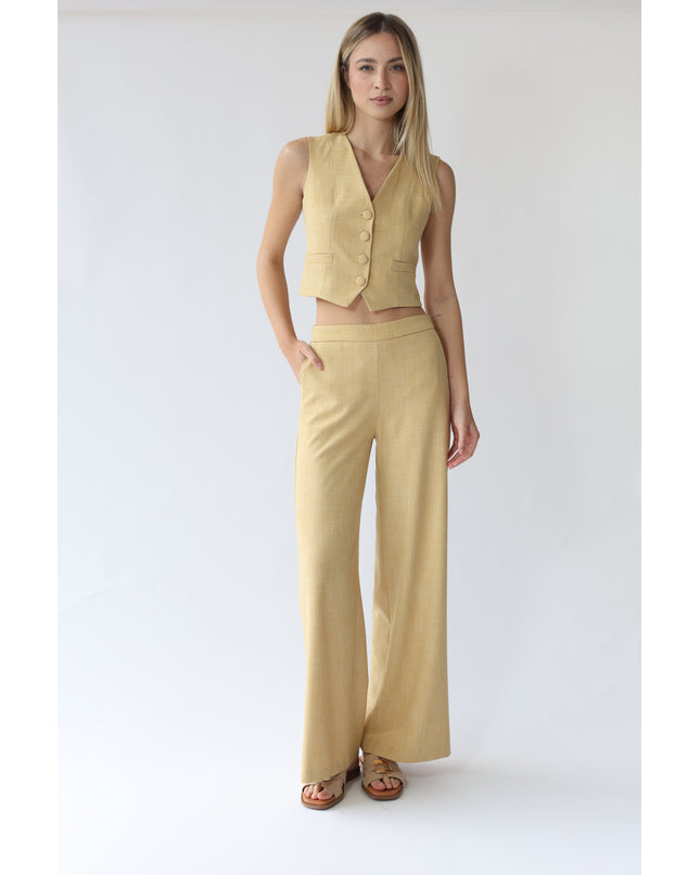 PANTALONI PALAZZO IN TESSUTO EFFETTO LINO CON ELASTICO