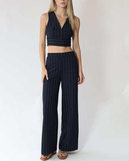 PANTALONI PALAZZO IN TESSUTO GESSATO CON ELASTICO