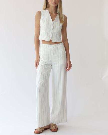 PANTALONI PALAZZO IN TESSUTO GESSATO CON ELASTICO