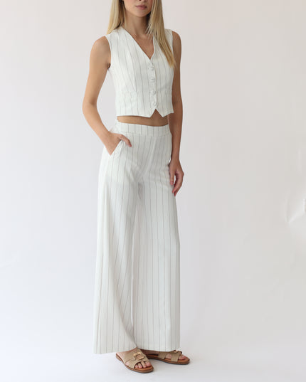 PANTALONI PALAZZO IN TESSUTO GESSATO CON ELASTICO