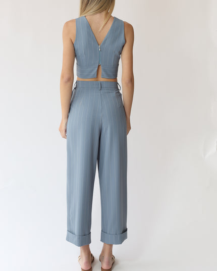 PANTALONI GESSATI VITA ALTA CON PINCES