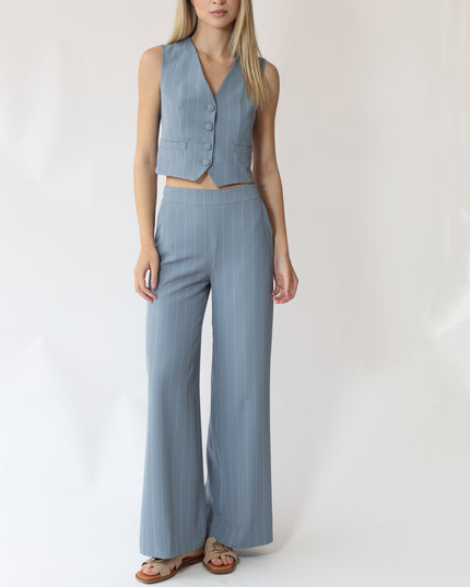 PANTALONI PALAZZO IN TESSUTO GESSATO CON ELASTICO