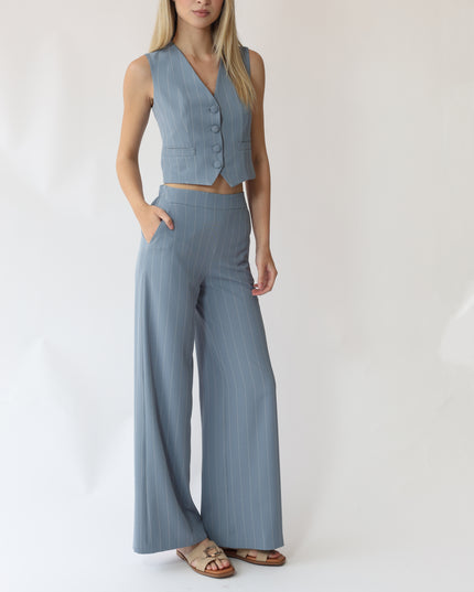 PANTALONI PALAZZO IN TESSUTO GESSATO CON ELASTICO