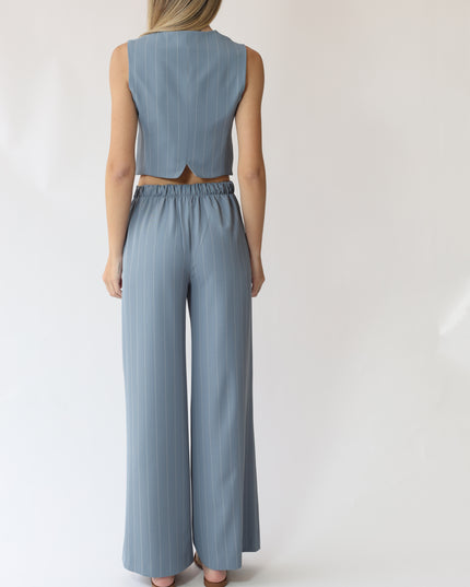 PANTALONI PALAZZO IN TESSUTO GESSATO CON ELASTICO
