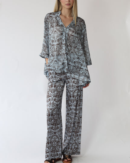 CAMICIA KIMONO IN CHIFFON STAMPATO