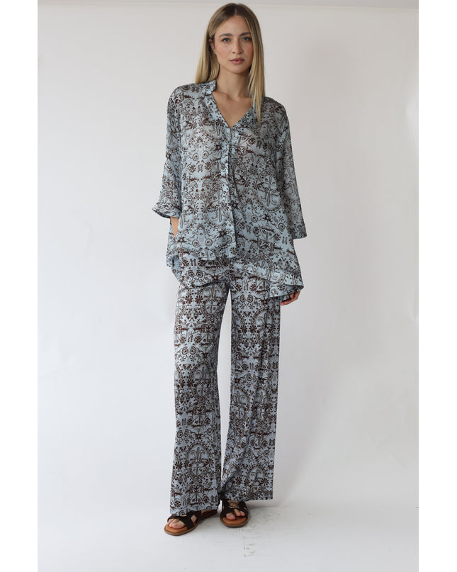 CAMICIA KIMONO IN CHIFFON STAMPATO