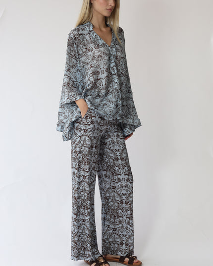 PANTALONI PALAZZO IN RASO CON ELASTICO