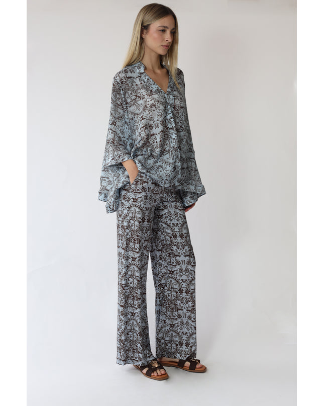 CAMICIA KIMONO IN CHIFFON STAMPATO