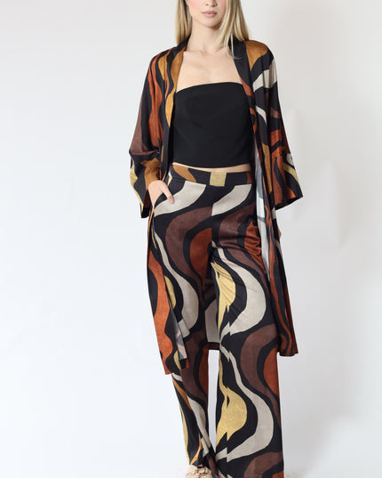PANTALONI PALAZZO IN RASO CON ELASTICO
