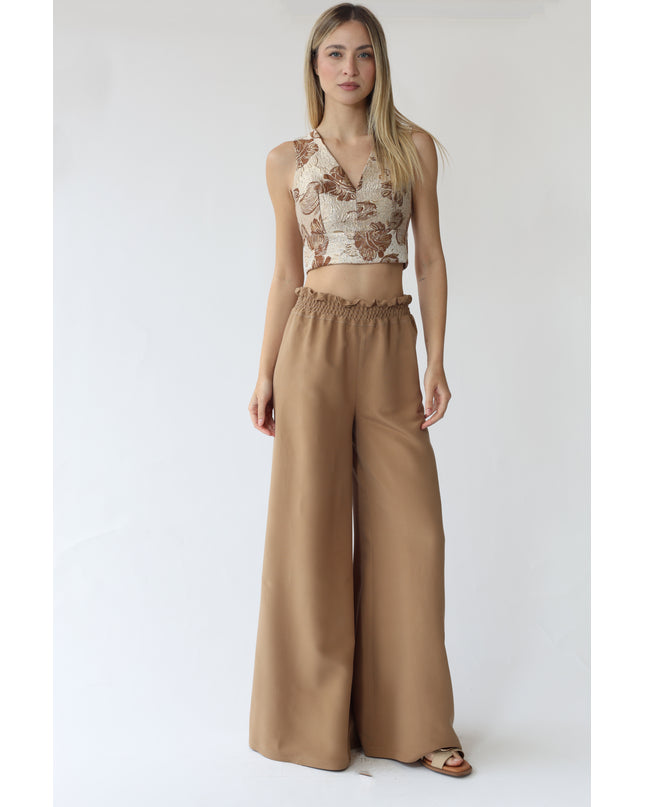 TOP SMANICATO CROPPED IN TESSUTO JACQUARD