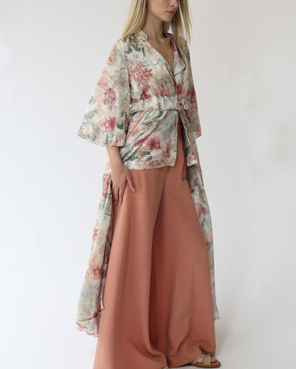 CAMICIA LUNGA IN CHIFFON STAMPATO