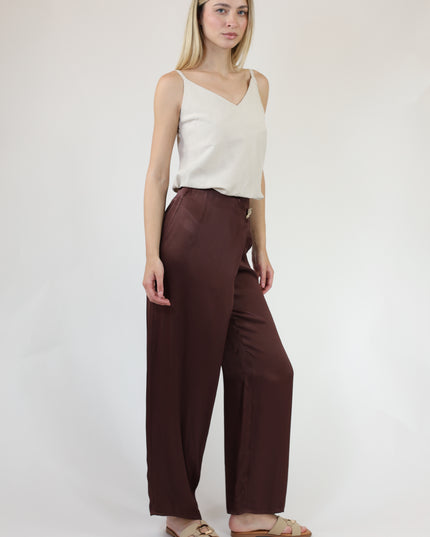 PANTALONI AMPI CON PIEGONE IN RASO