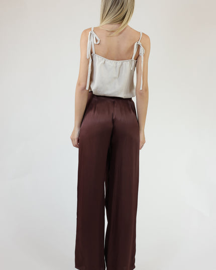 PANTALONI AMPI CON PIEGONE IN RASO