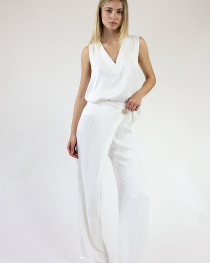 PANTALONI AMPI CON PIEGONE IN RASO