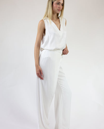 PANTALONI AMPI CON PIEGONE IN RASO