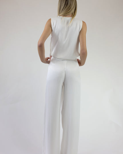 PANTALONI AMPI CON PIEGONE IN RASO