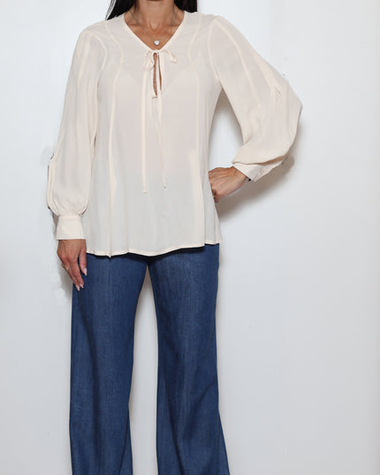 BLUSA CON LACCETTI IN GEORGETTE DI VISCOSA
