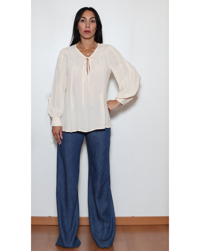 BLUSA CON LACCETTI IN GEORGETTE DI VISCOSA