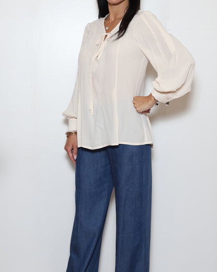 BLUSA CON LACCETTI IN GEORGETTE DI VISCOSA