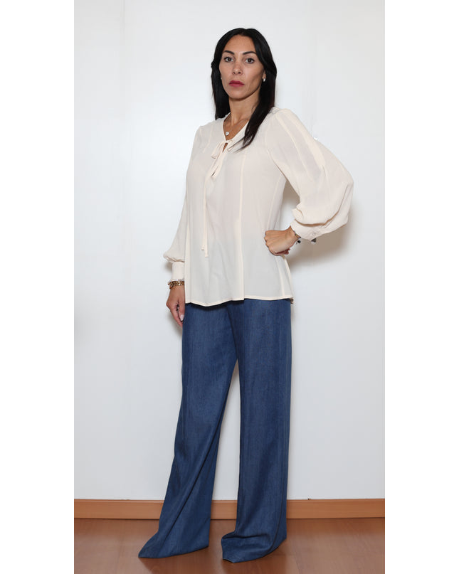 BLUSA CON LACCETTI IN GEORGETTE DI VISCOSA