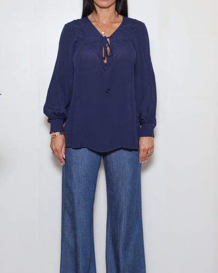 BLUSA CON LACCETTI IN GEORGETTE DI VISCOSA