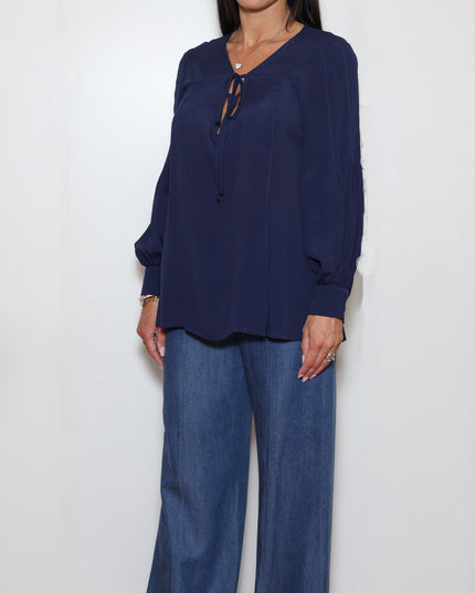 BLUSA CON LACCETTI IN GEORGETTE DI VISCOSA