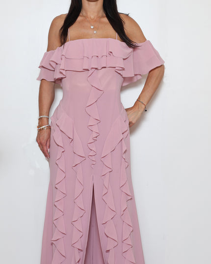 ABITO LUNGO CON ROUCHES IN GEORGETTE