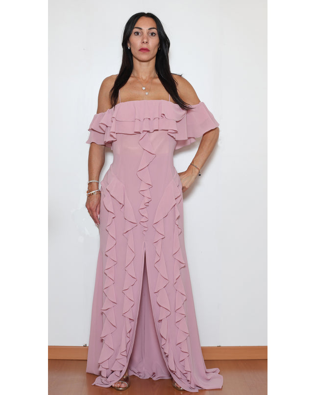 ABITO LUNGO CON ROUCHES IN GEORGETTE