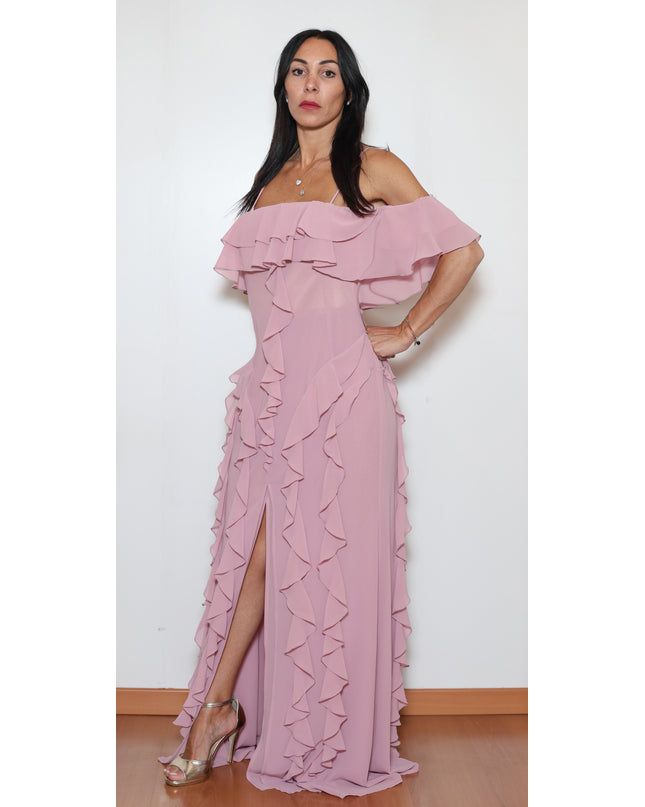 ABITO LUNGO CON ROUCHES IN GEORGETTE