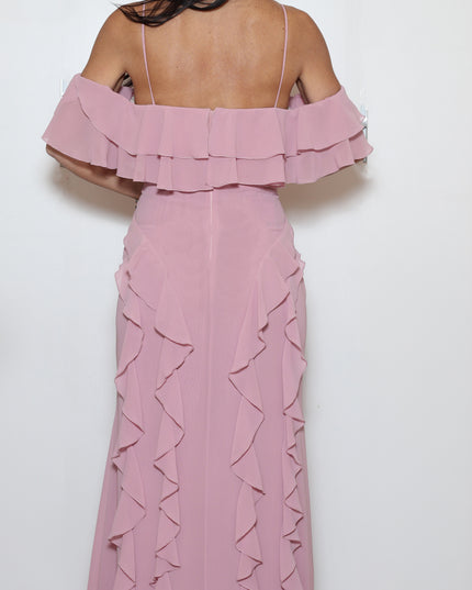 ABITO LUNGO CON ROUCHES IN GEORGETTE