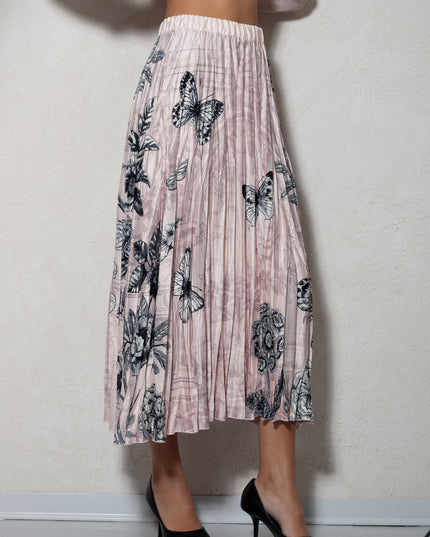 PRINTED PLEATED SKIRT