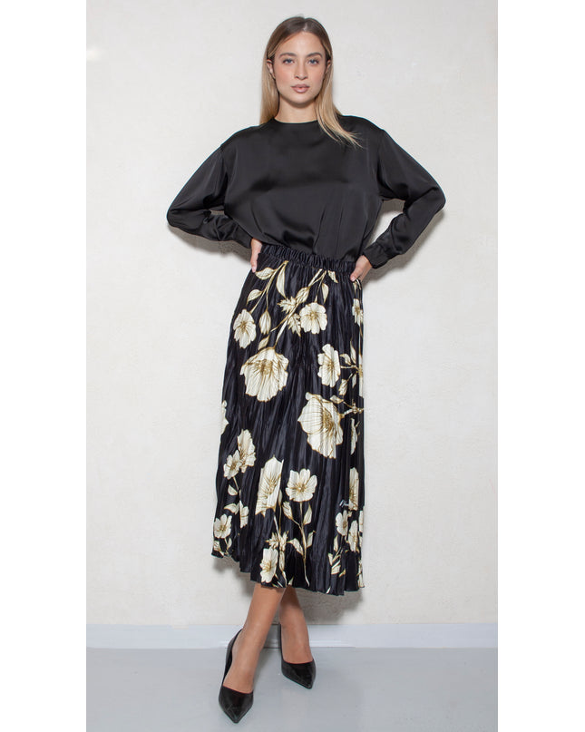PRINTED PLEATED SKIRT