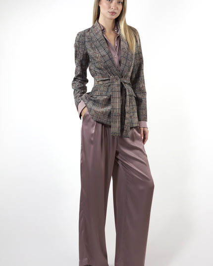 UNLINED PRINTED BLAZER WITH BELT