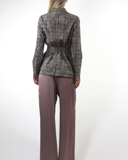 UNLINED PRINTED BLAZER WITH BELT