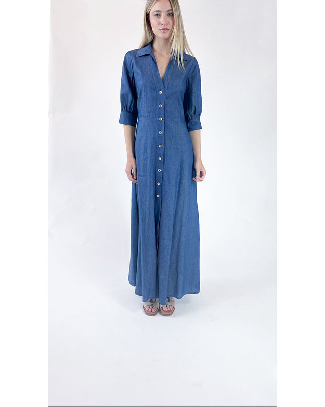 ABITO LUNGO SCAMICIATO IN DENIM LEGGERO