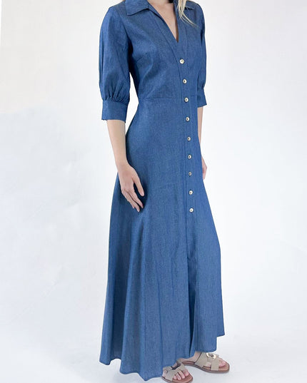 ABITO LUNGO SCAMICIATO IN DENIM LEGGERO