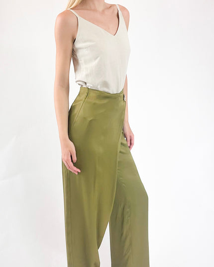 PANTALONI AMPI CON PIEGONE IN RASO