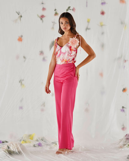 Top with straps in satin or cady