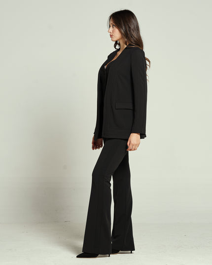 BLAZER SENZA COLLO IN TESSUTO BI-STRETCH CON PROFILI A CONTRASTO