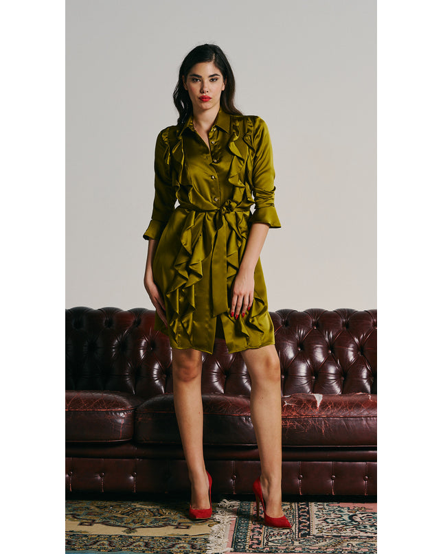RUFFLED SHIRT DRESS
