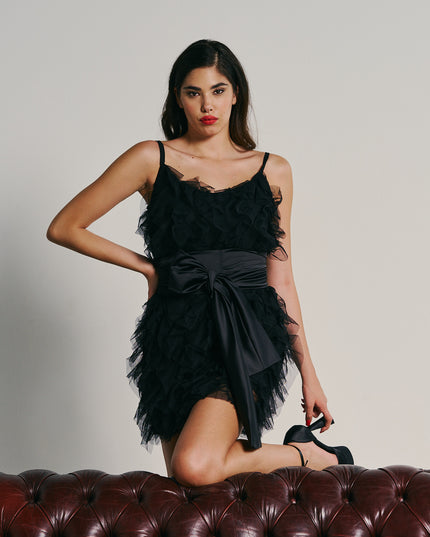 TULLE MINI DRESS WITH RUFFLES